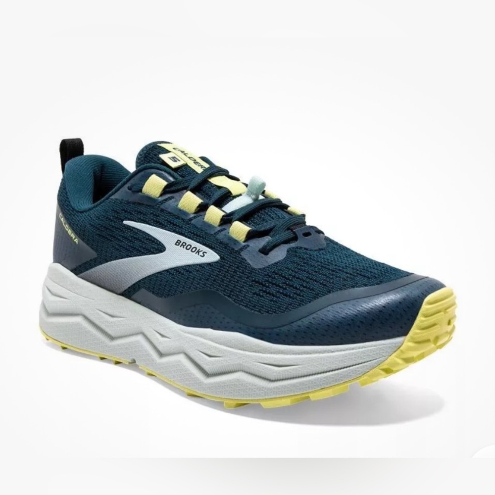Brooks Men's Dark Teal and Yellow Athletic Running Shoes